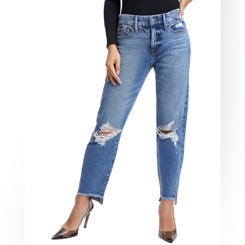 Good American / Good Girlfriend Blue Mid-Rise Jean